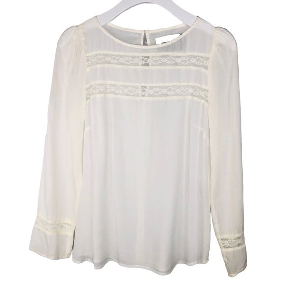 Reformation Women's Medium Long Sleeve Delicate Embroidered Blouse in Cream - Picture 2 of 10